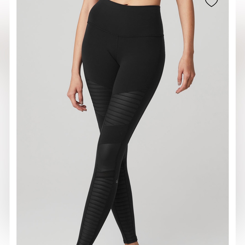Alo Yoga Original High Waist Moto Legging - black/black glossy size XXS/XS